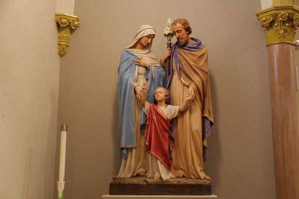 Wooden Holy Family Statue