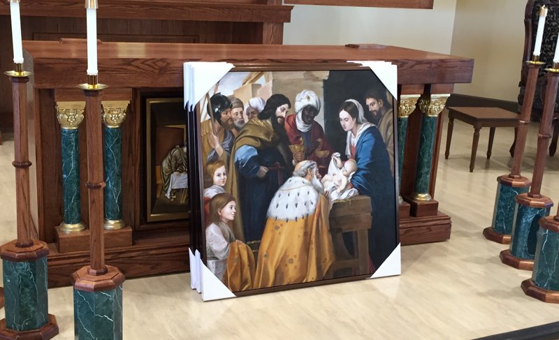 Nativity Mural Scene Mural of the Nativity in front of a custom altar designed by HRD
