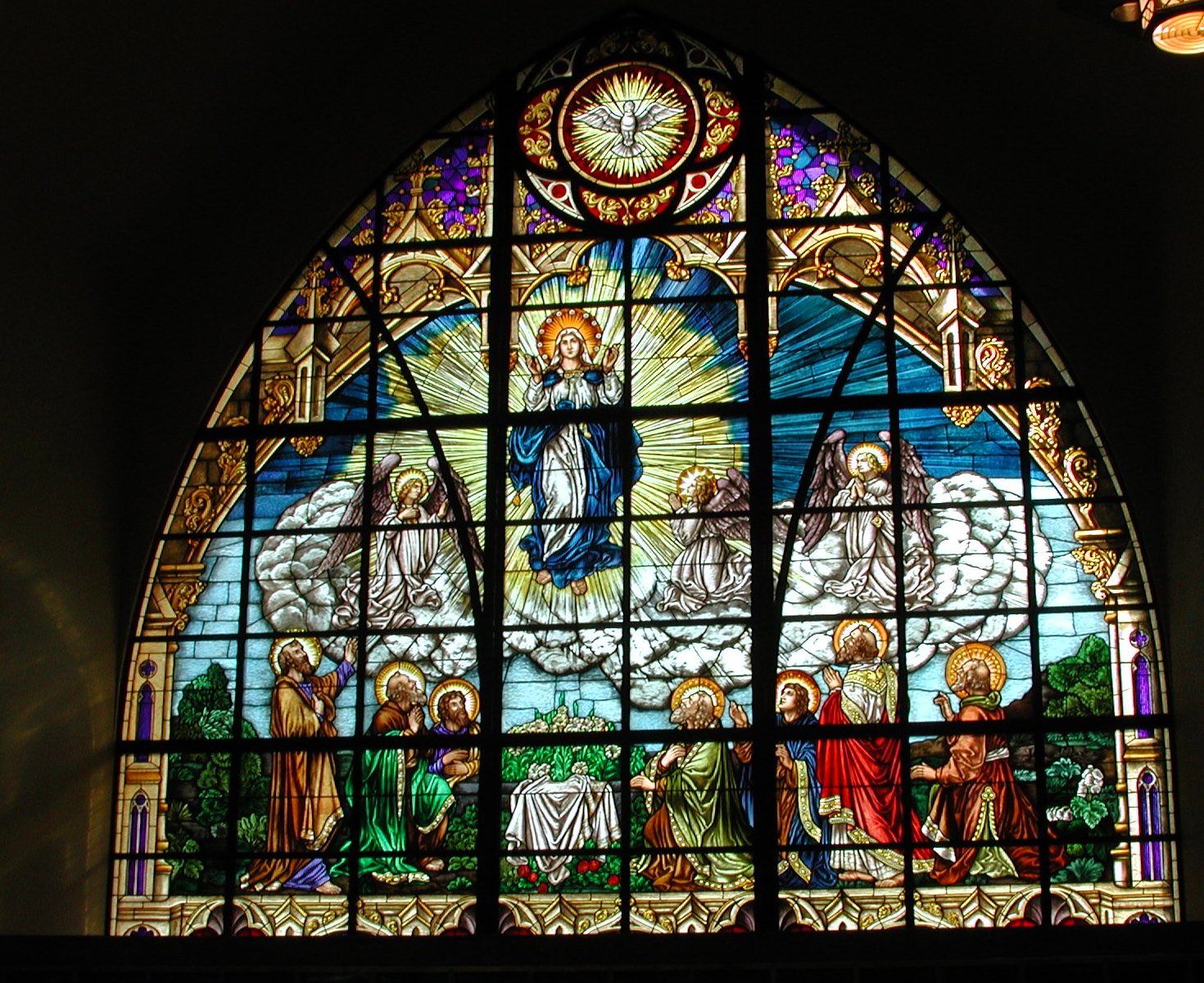 Massive Assumption Stained Glass Window One of Heritage's largest windows, the Assumption.