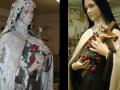 Before and after of a restored Saint Therese of Lisieux statue