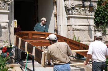 wooden archway being installed at the academy