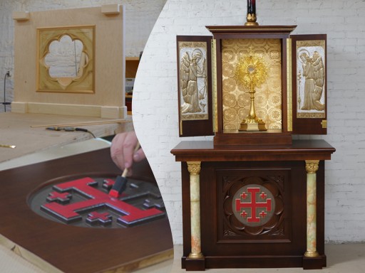 a view at the altar being constructed